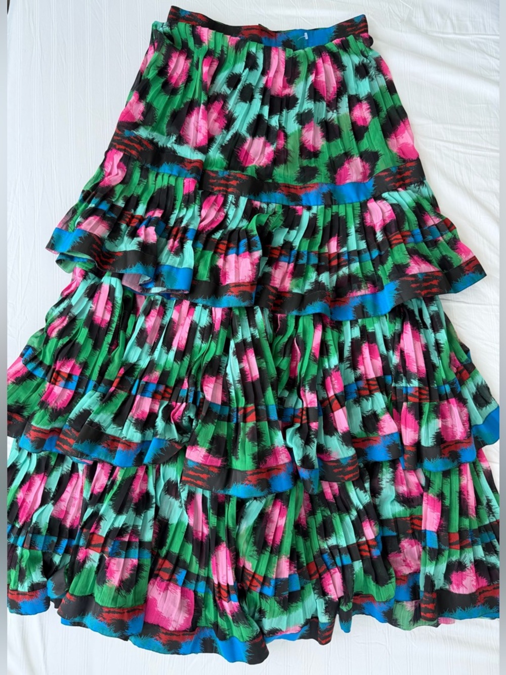 KENZO x HM Tiered Floral Print Maxi Skirt - Green & Pink- new